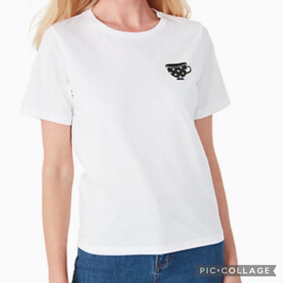 kate spade Tops - #25 Kate Spade Tea Cup T Shirt Woman’s Size L